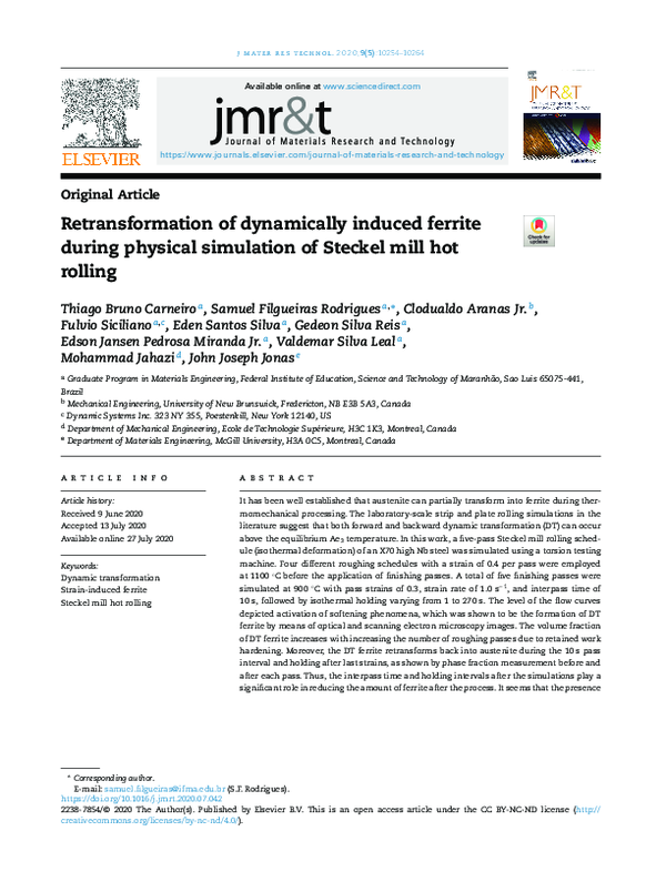 (PDF) Retransformation of dynamically induced ferrite during physical ...