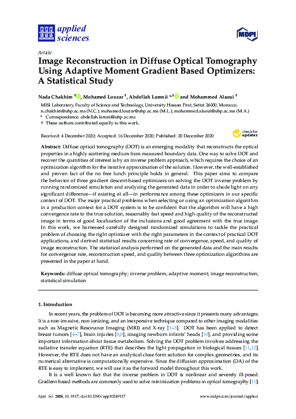 (PDF) Image reconstruction in diffuse optical tomography using the ...