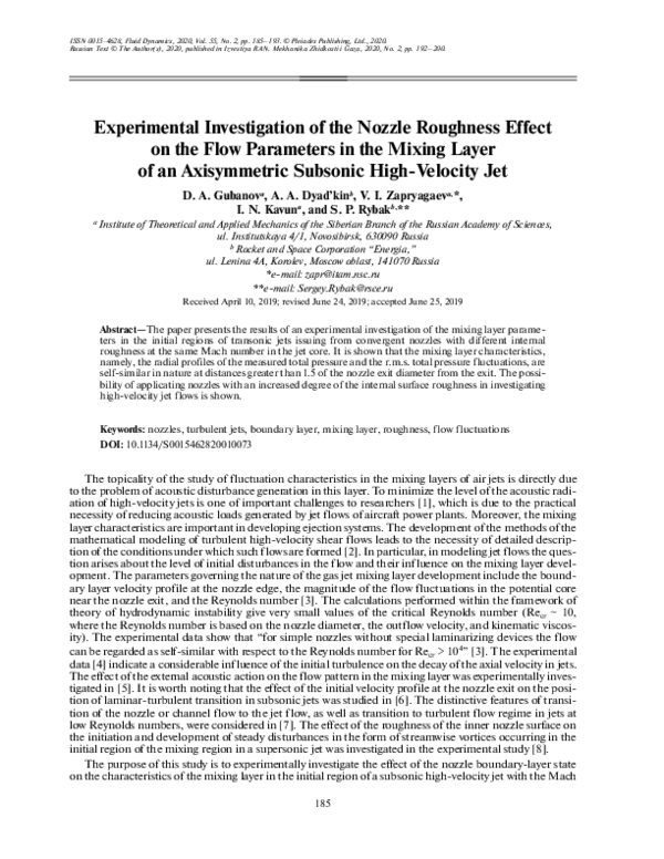 (PDF) Experimental Investigation of the Nozzle Roughness Effect on the ...