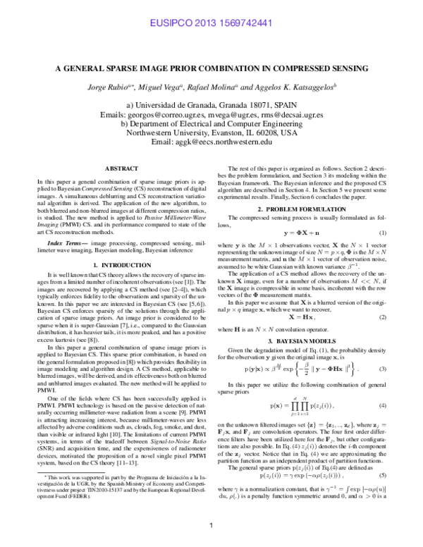 (PDF) A General Sparse Image Prior Combination In Compressed Sensing