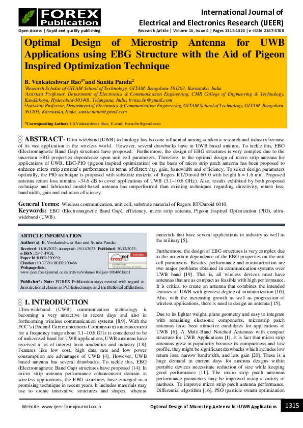 (PDF) Optimal Design of Microstrip Antenna for UWB Applications using ...