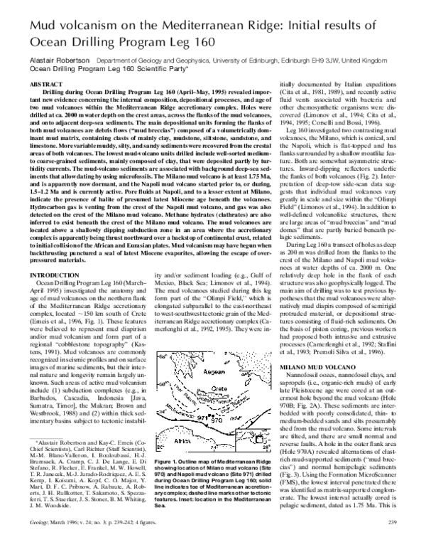 (PDF) Mud volcanism on the Mediterranean Ridge: Initial results of ...