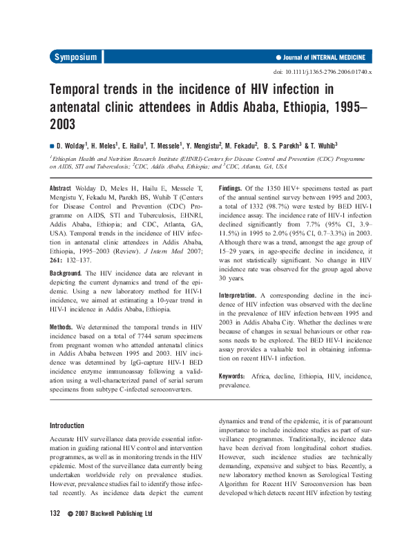 (PDF) Temporal trends in the incidence of HIV infection in antenatal ...