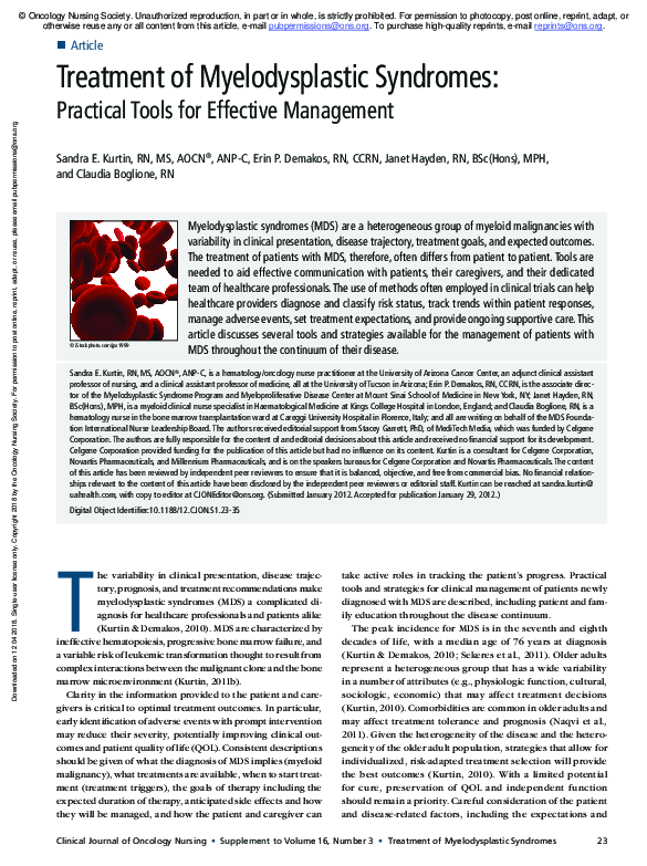 (PDF) Treatment of Myelodysplastic Syndromes