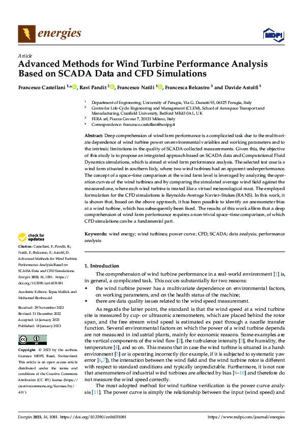 (PDF) Advanced Methods for Wind Turbine Performance Analysis Based on ...