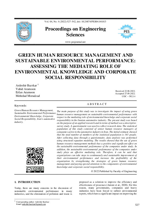 (PDF) Green Human Resource Management and Sustainable Environmental ...