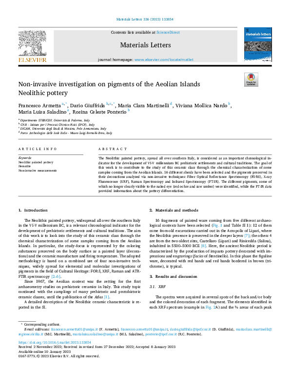 (PDF) Non-invasive investigation on pigments of the Aeolian Islands ...