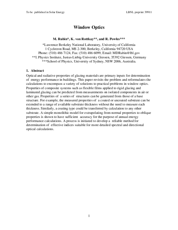 (PDF) Window optics