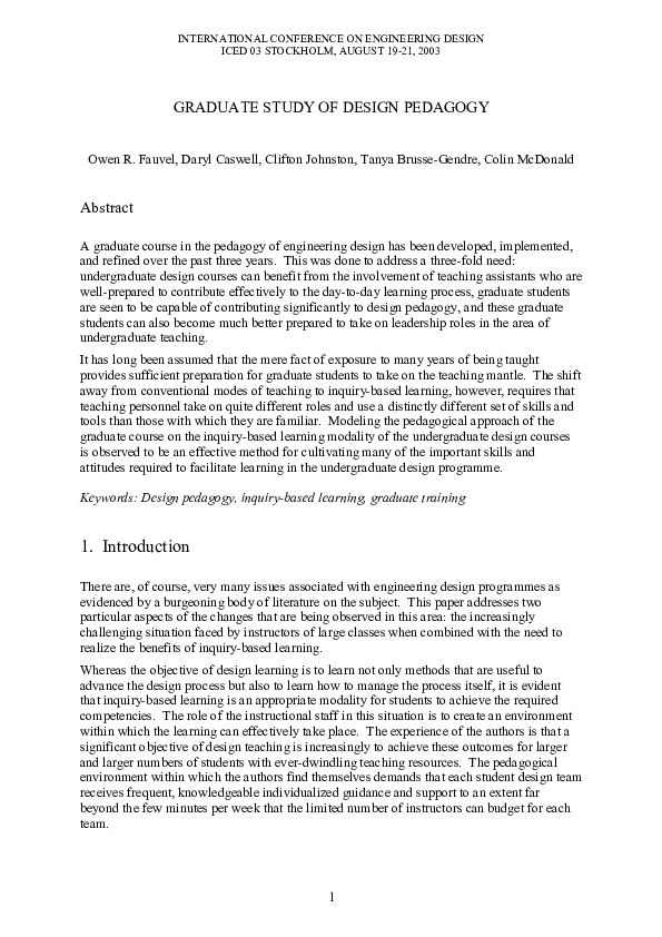 (PDF) 1 Graduate Study of Design Pedagogy