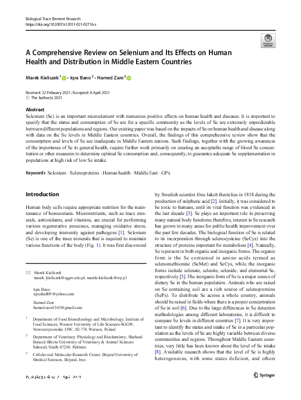 (PDF) A Comprehensive Review on Selenium and Its Effects on Human ...