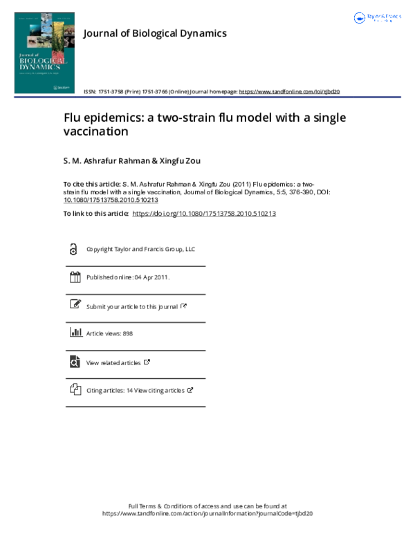 (PDF) Flu epidemics: a two-strain flu model with a single vaccination