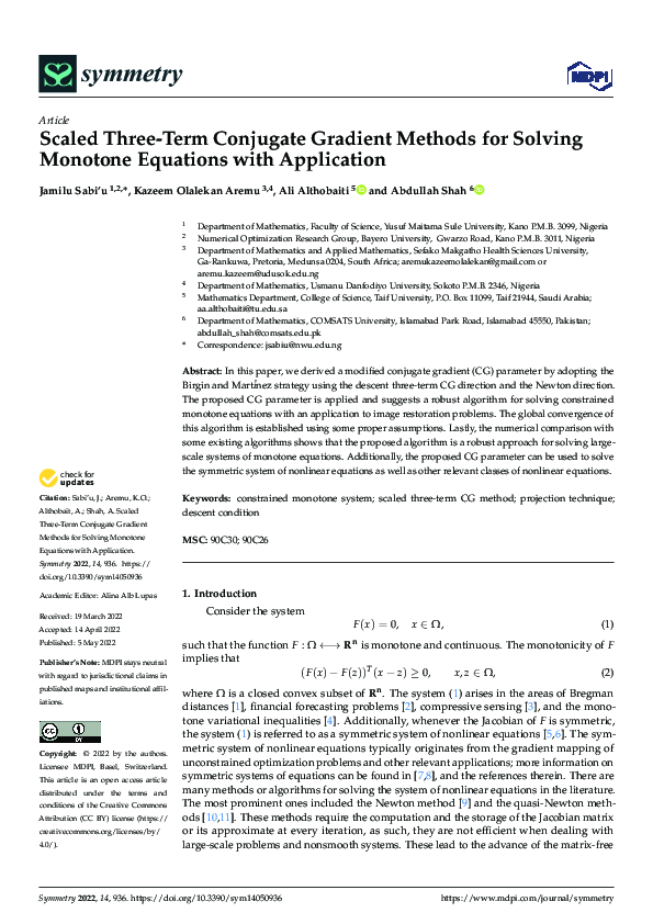 (PDF) Scaled Three-Term Conjugate Gradient Methods for Solving Monotone ...