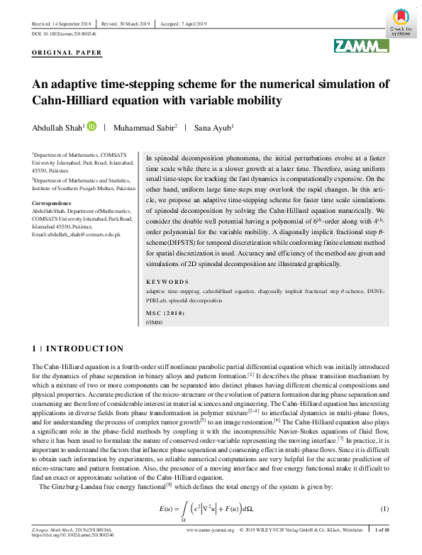 (PDF) An adaptive time‐stepping scheme for the numerical simulation of ...