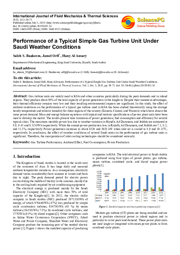 (PDF) Performance improvement of gas turbine power plants by utilizing ...