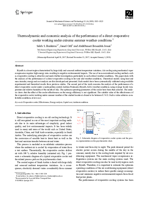 (PDF) Thermodynamic and economic analysis of the performance of a ...