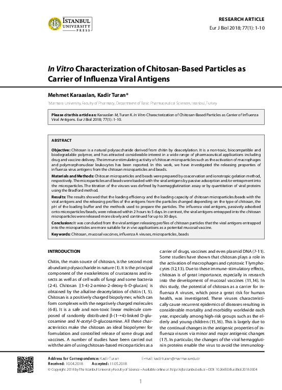 (PDF) In Vitro Characterization of Chitosan-Based Particles as Carrier ...