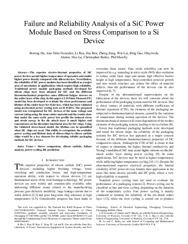 (PDF) Failure and Reliability Analysis of a SiC Power Module Based on
