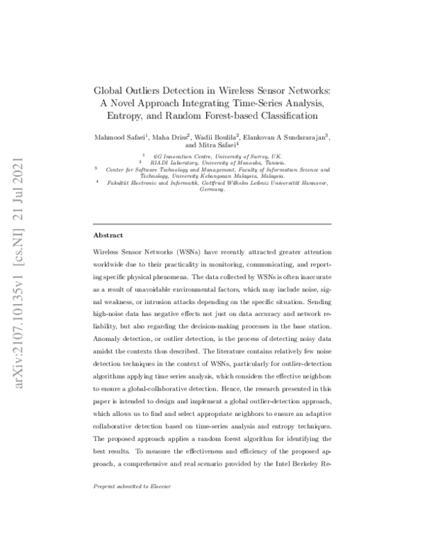 (PDF) Global outliers detection in wireless sensor networks: A novel ...
