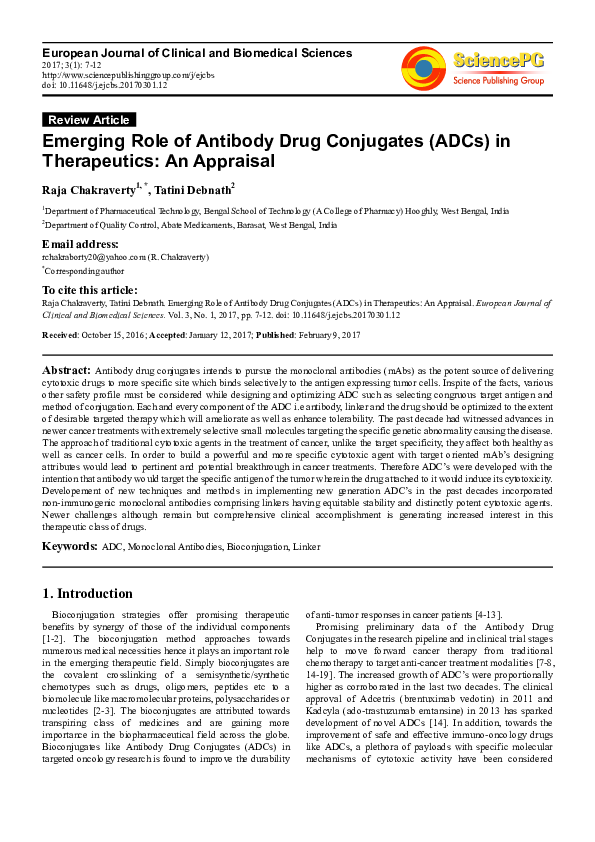 (PDF) Emerging Role of Antibody Drug Conjugates (ADCs) in Therapeutics ...