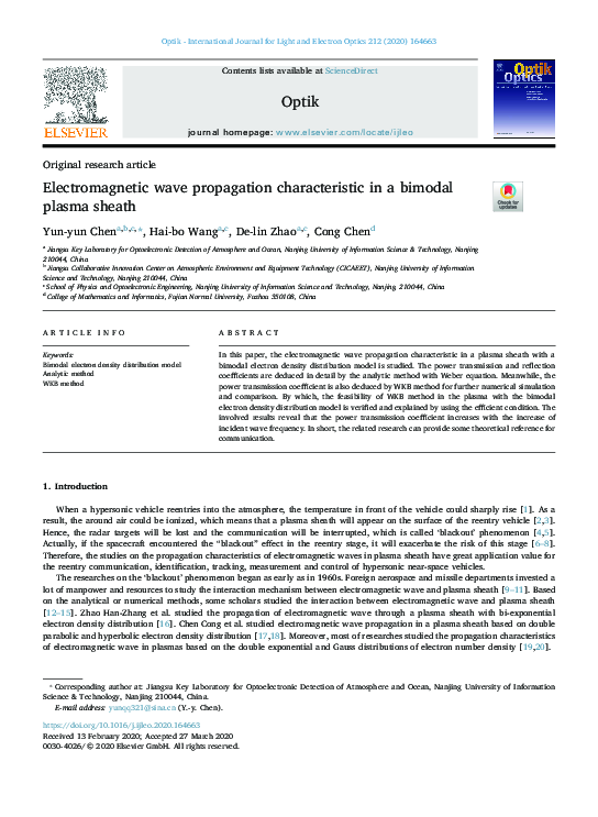 (PDF) Electromagnetic Wave Propagation Characteristics in a One ...