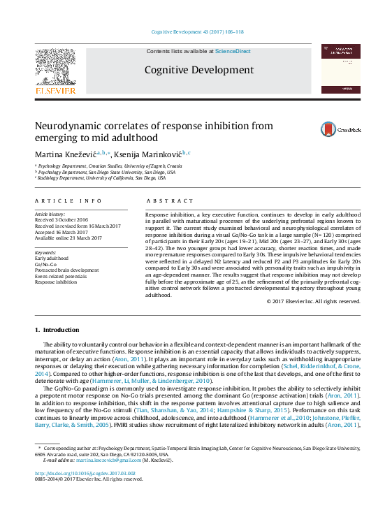 (PDF) Neurodynamic correlates of response inhibition from emerging to ...