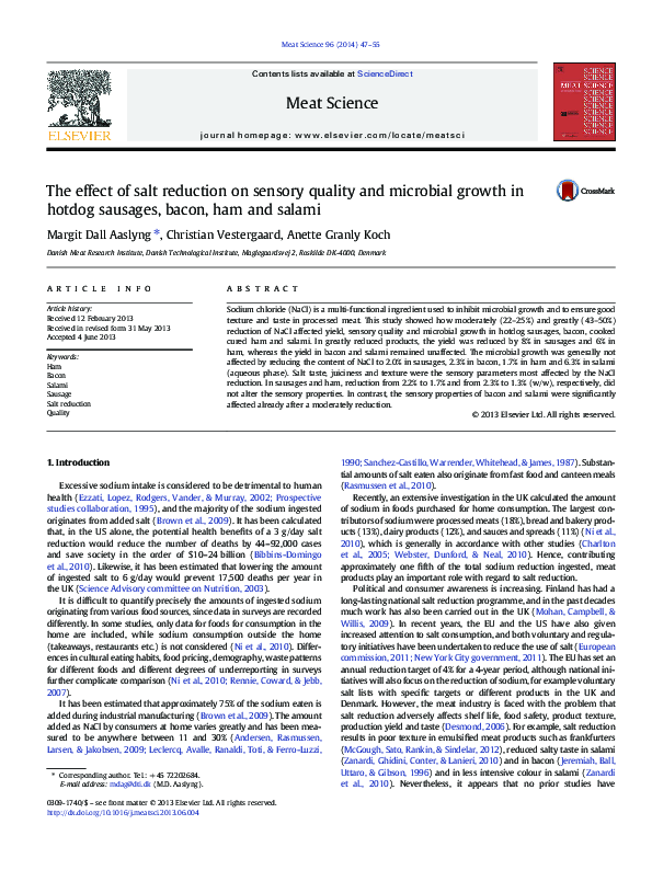 (PDF) The effect of salt reduction on sensory quality and microbial ...