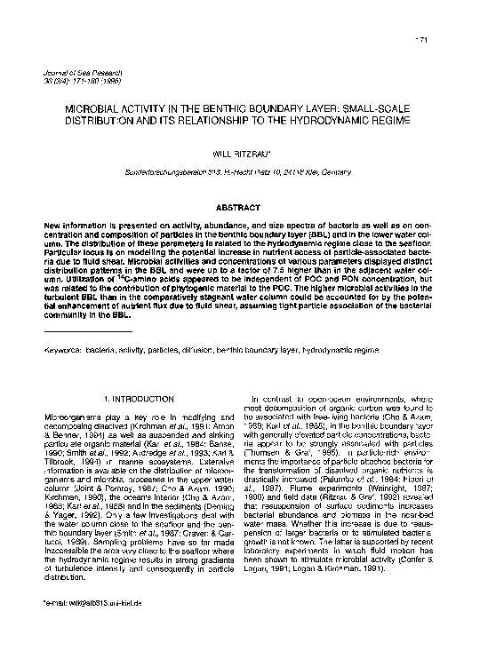 (PDF) Microbial activity in the benthic boundary layer: Small-scale ...