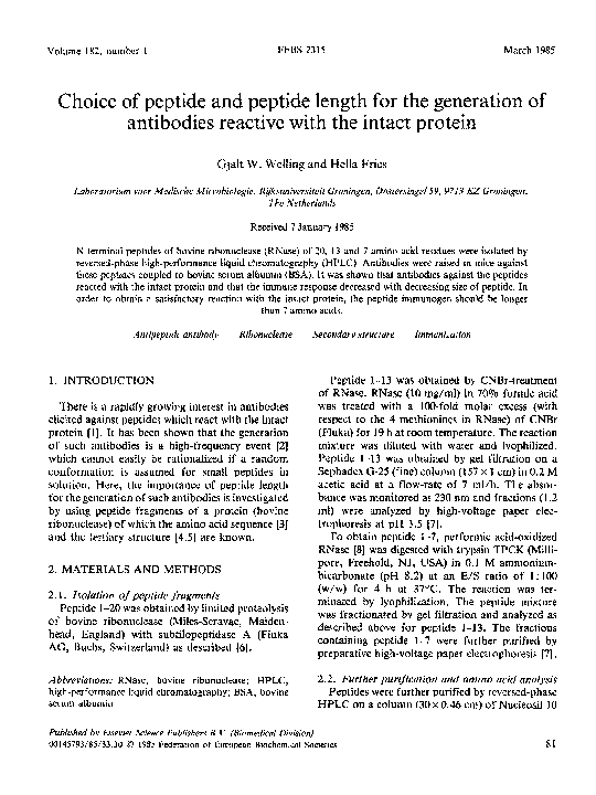 (PDF) Choice of peptide and peptide length for the generation of ...