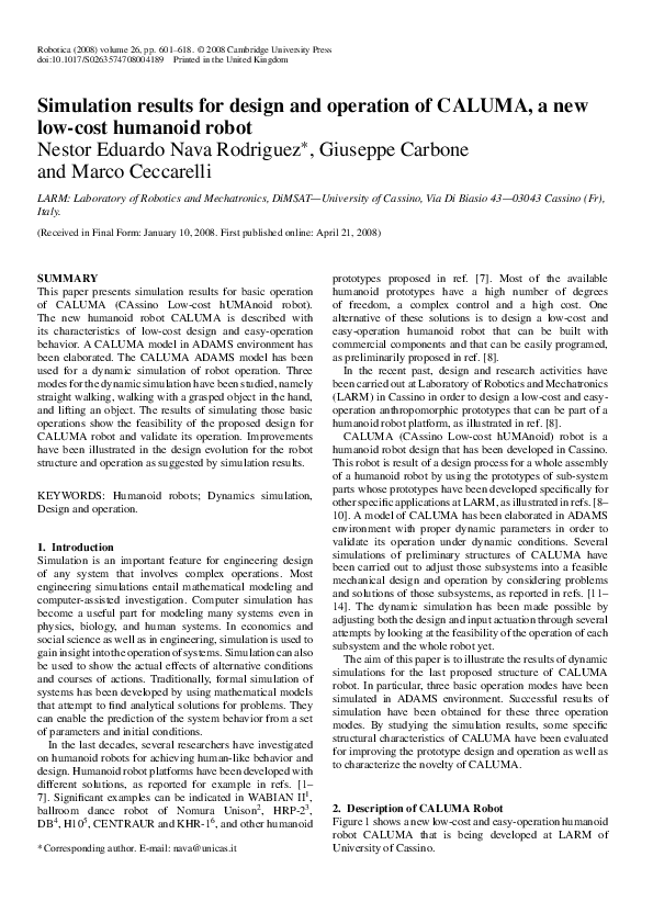 (PDF) Simulation results for design and operation of CALUMA, a new low ...