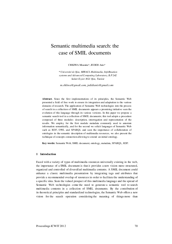 (PDF) Semantic Multimedia Search: The Case of SMIL Documents