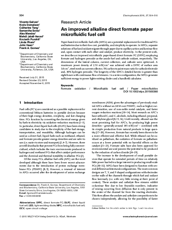 (PDF) An improved alkaline direct formate paper microfluidic fuel cell