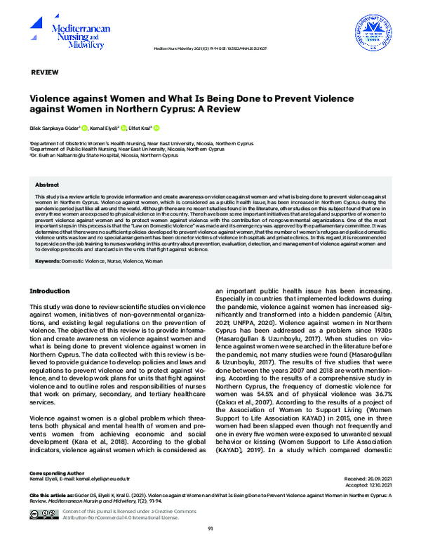 (PDF) Violence against Women and What Is Being Done to Prevent Violence ...