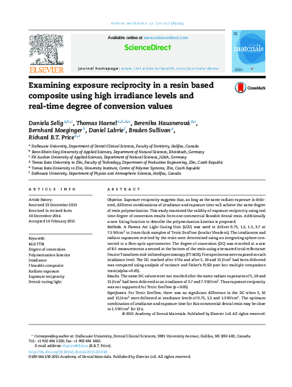 (PDF) Examining exposure reciprocity in a resin based composite using ...