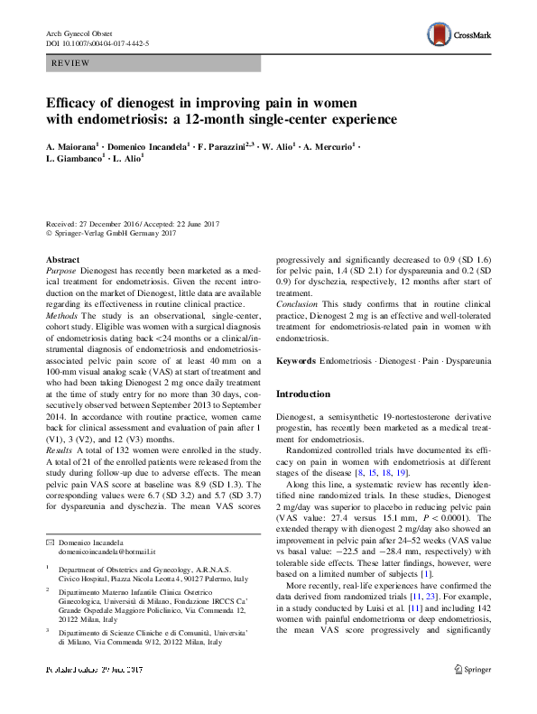 (PDF) Efficacy of dienogest in improving pain in women with ...