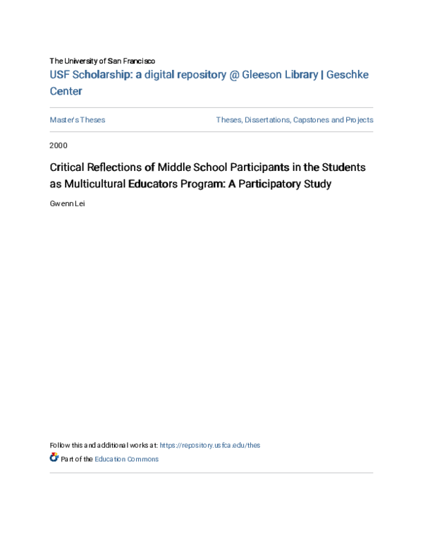 (PDF) Critical Reflections of Middle School Participants in the ...