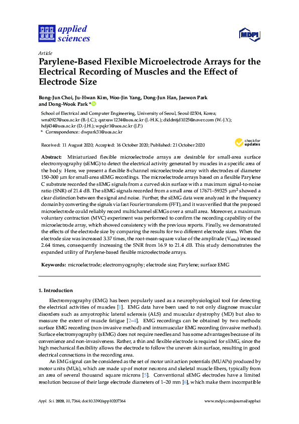 (PDF) Parylene-Based Flexible Microelectrode Arrays for the Electrical ...