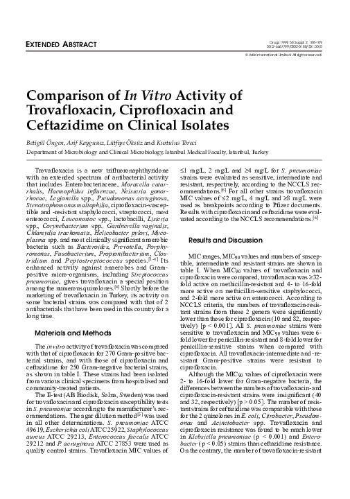 (PDF) Comparison of In Vitro Activity of Trovafloxacin Against Gram ...