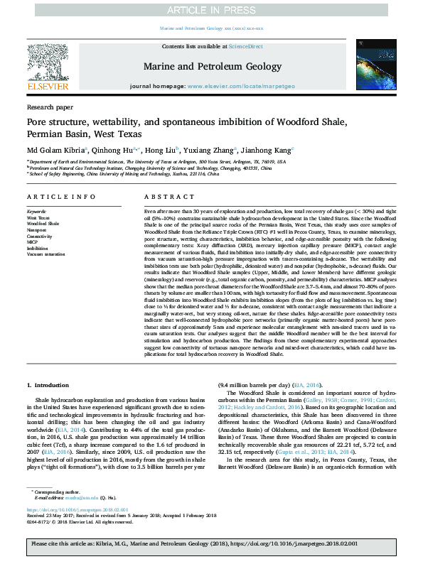 (PDF) Pore structure, wettability, and spontaneous imbibition of ...