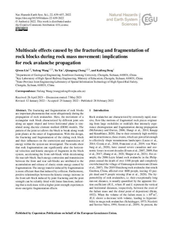 (PDF) Multiscale effects caused by the fracturing and fragmentation of ...