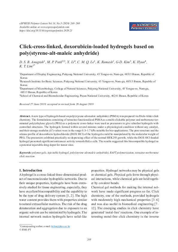 (PDF) Click-cross-linked, doxorubicin-loaded hydrogels based on poly ...