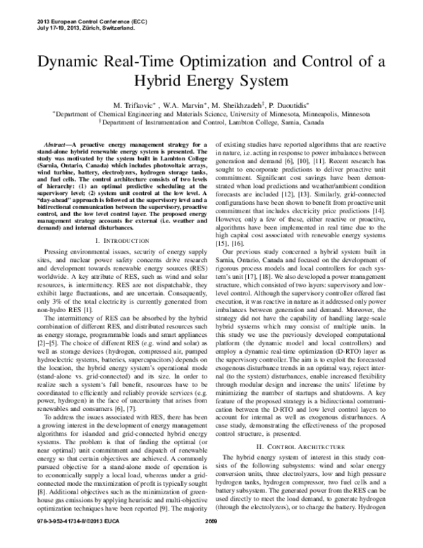 (PDF) Dynamic real-time optimization and control of a hybrid energy system