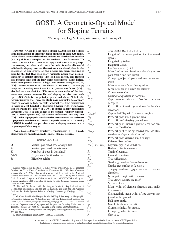 (PDF) GOST: A Geometric-Optical Model for Sloping Terrains