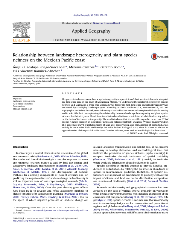(PDF) Relationship between landscape heterogeneity and plant species ...