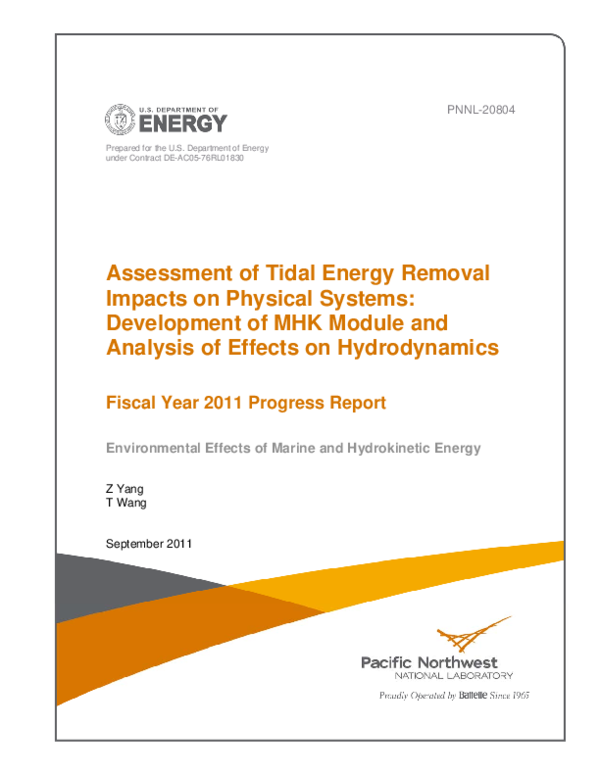(PDF) Assessment of Tidal Energy Removal Impacts on Physical Systems ...