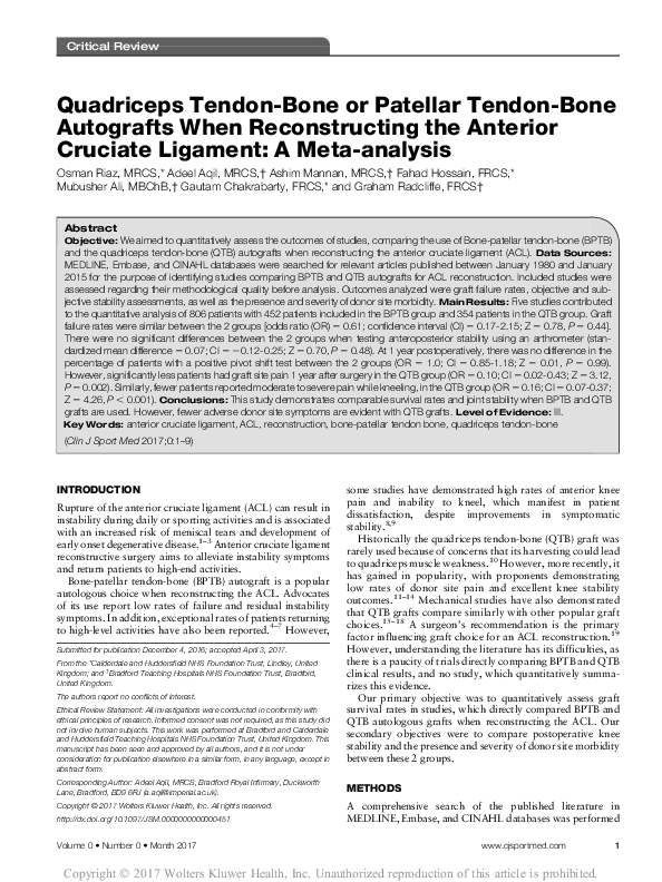 (PDF) Quadriceps Tendon-Bone or Patellar Tendon-Bone Autografts When ...