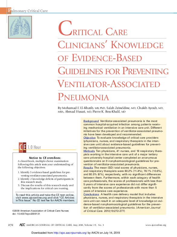 (PDF) Critical Care Clinicians’ Knowledge of Evidence-Based Guidelines ...