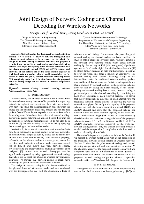(PDF) Joint Design of Network Coding and Channel Decoding for Wireless ...