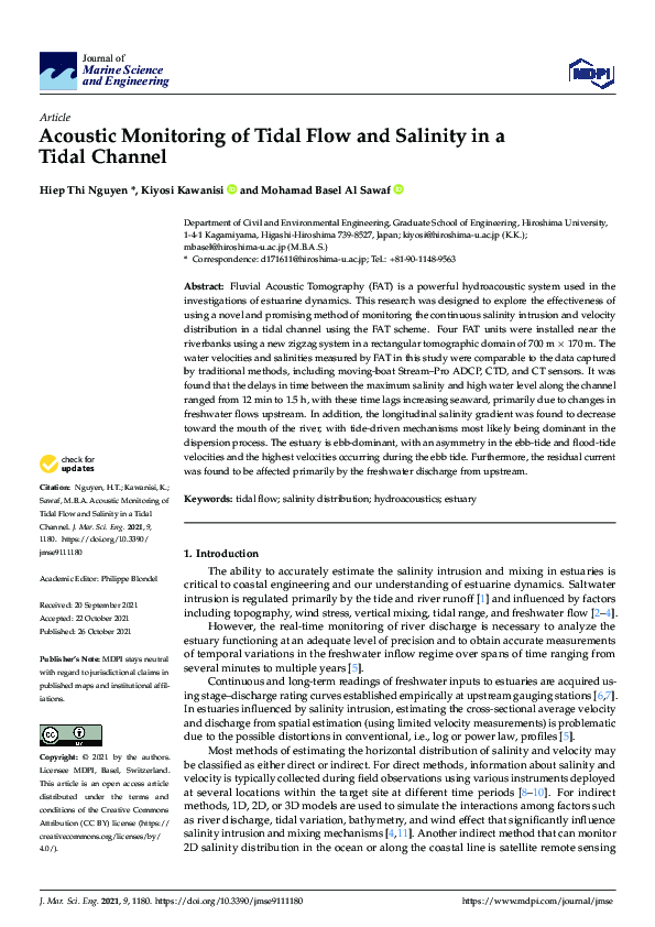 (PDF) Acoustic Monitoring of Tidal Flow and Salinity in a Tidal Channel