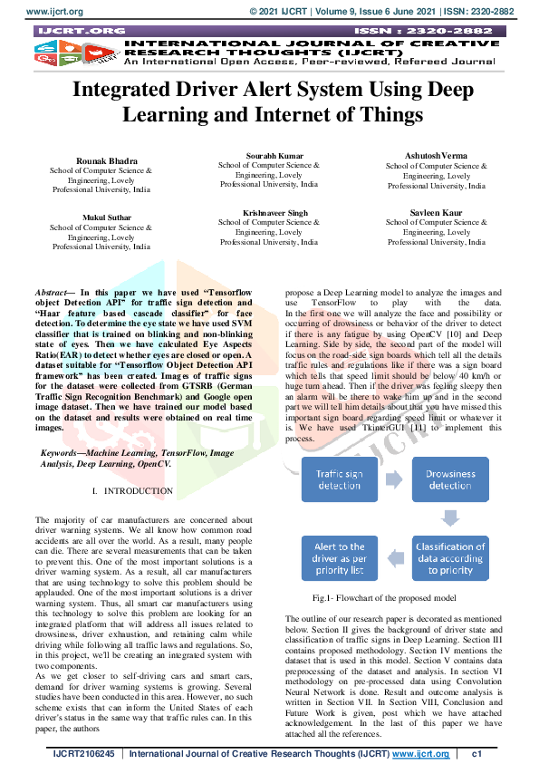 (PDF) Integrated Driver Alert System Using Deep Learning and Internet ...