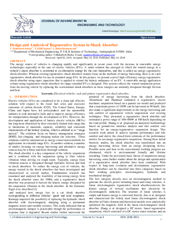 (PDF) Design And Analysis Of Regenerative System In Shock Absorber